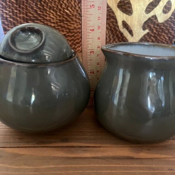 Vintage Sango Nova Green Sugar Bowl & Creamer Set Stoneware Mid-Century Modern - Picture 7 of 7
